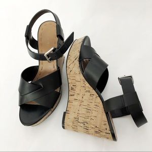 Tahari Stevie Platform Wedges Black Size 6.5